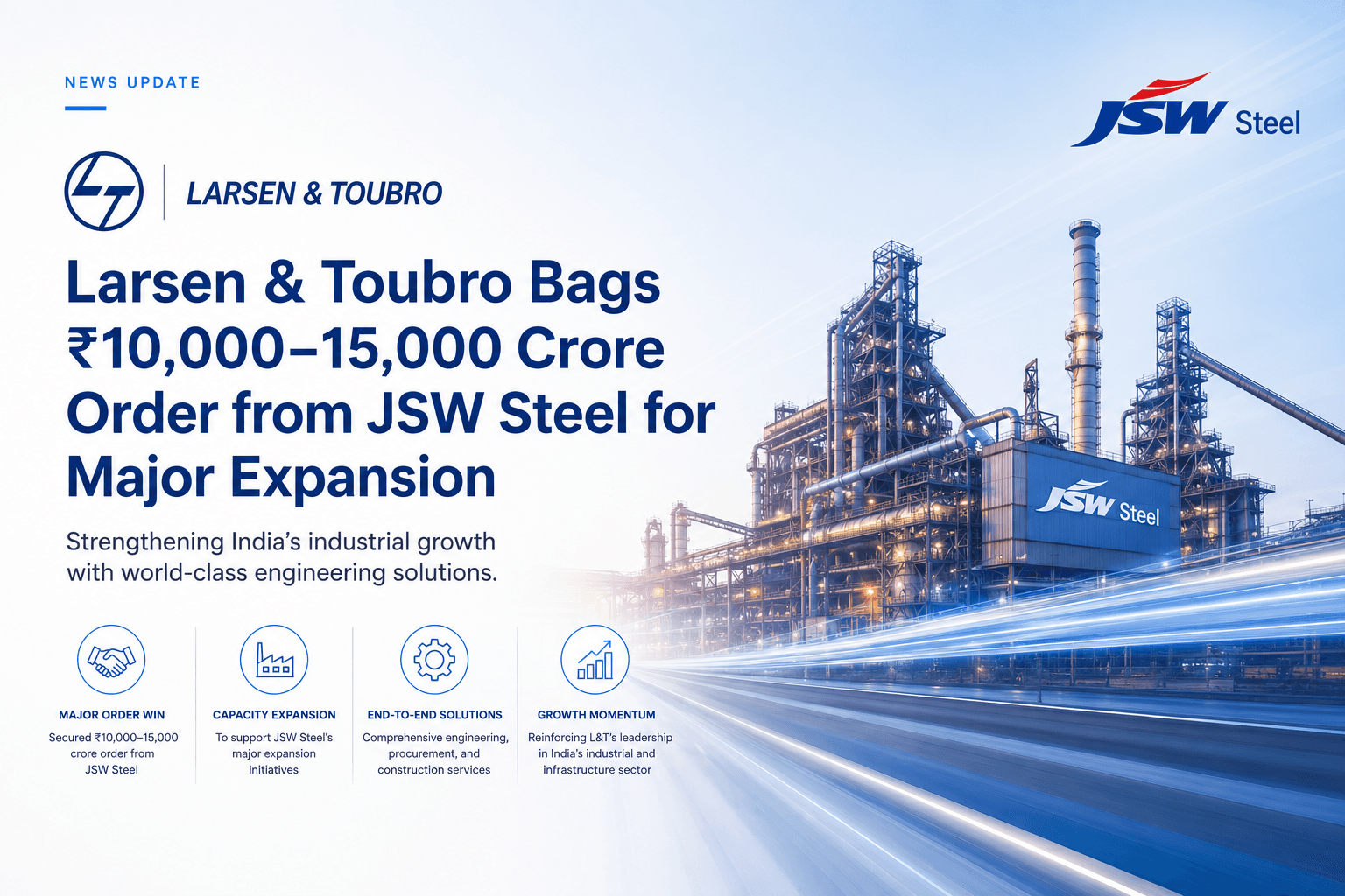 Larsen & Toubro Bags ₹10,000–15,000 Crore Order from JSW Steel for Major Expansion