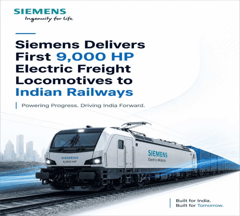 Siemens Delivers First 9,000 HP Electric Freight Locomotives to Indian Railways