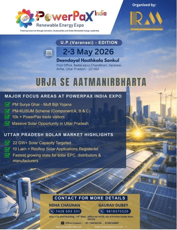 PowerPax India Renewable Energy Expo 2026, Varanasi Edition to Be Held on 2–3 May